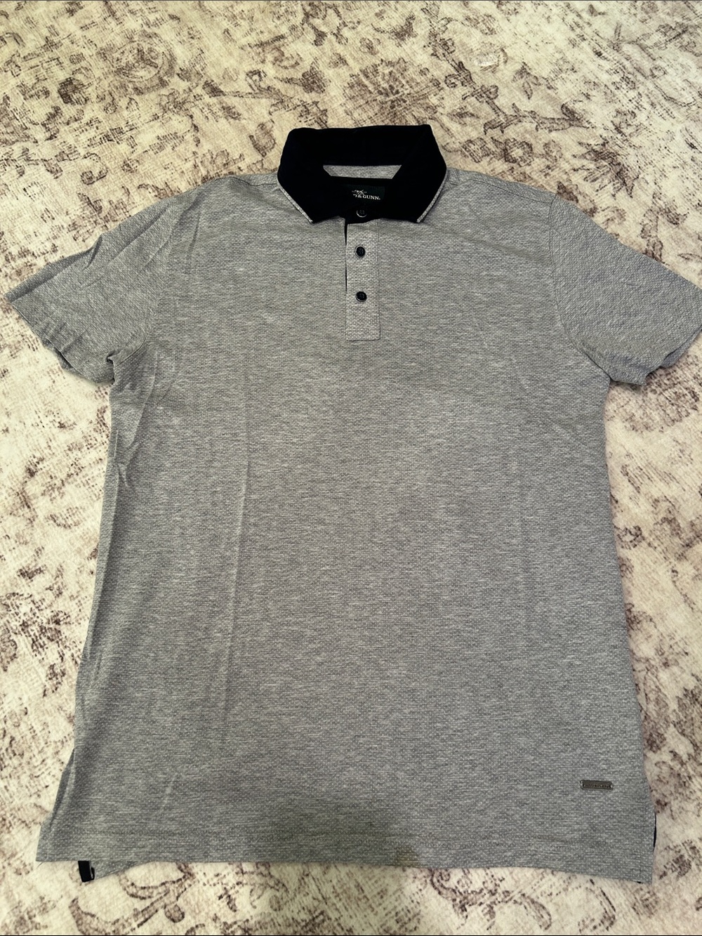 Rodd&Gunn Men's Grey Polo Shirt with Navy Collar